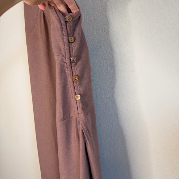 Free People Emmers Linen Mdid Dress in Mauve Brown Chic - Picture 7 of 14